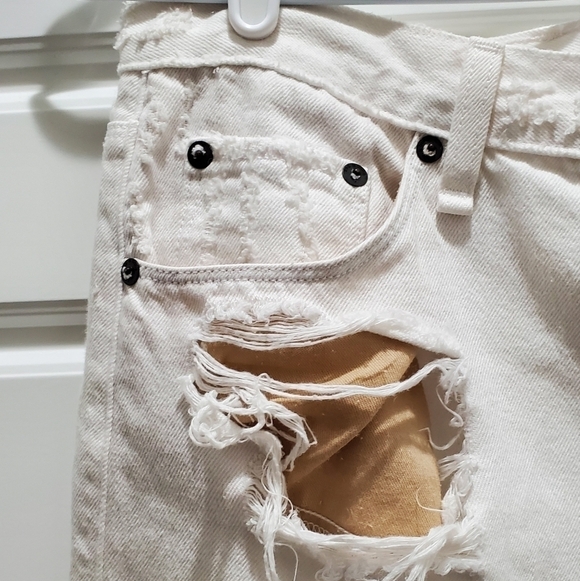 RAG & BONE DISTRESSED DESTROYED SHRED WHITE DENIM SKIRT WOMEN SIZE 25 ROCKER - Picture 6 of 13